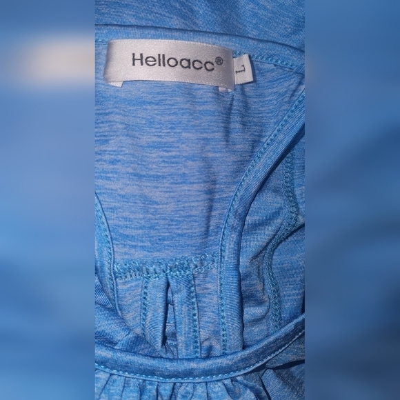 Helloacc Women's Sleeveless Loose Fit Scoop Neck Blue Large Tank Top - Picture 4 of 5